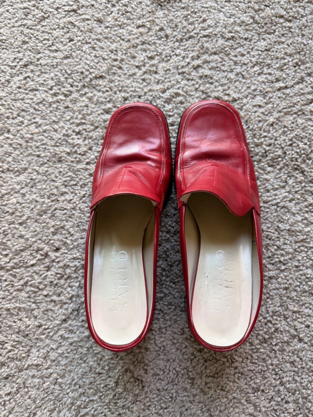 Frank Sarto Red Leather women mules